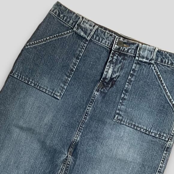 SO GSJC VINTAGE Y2K WESTERN BOHO PENCIL SKIRT BLUE COTTON SMALL 9 - Picture 2 of 8